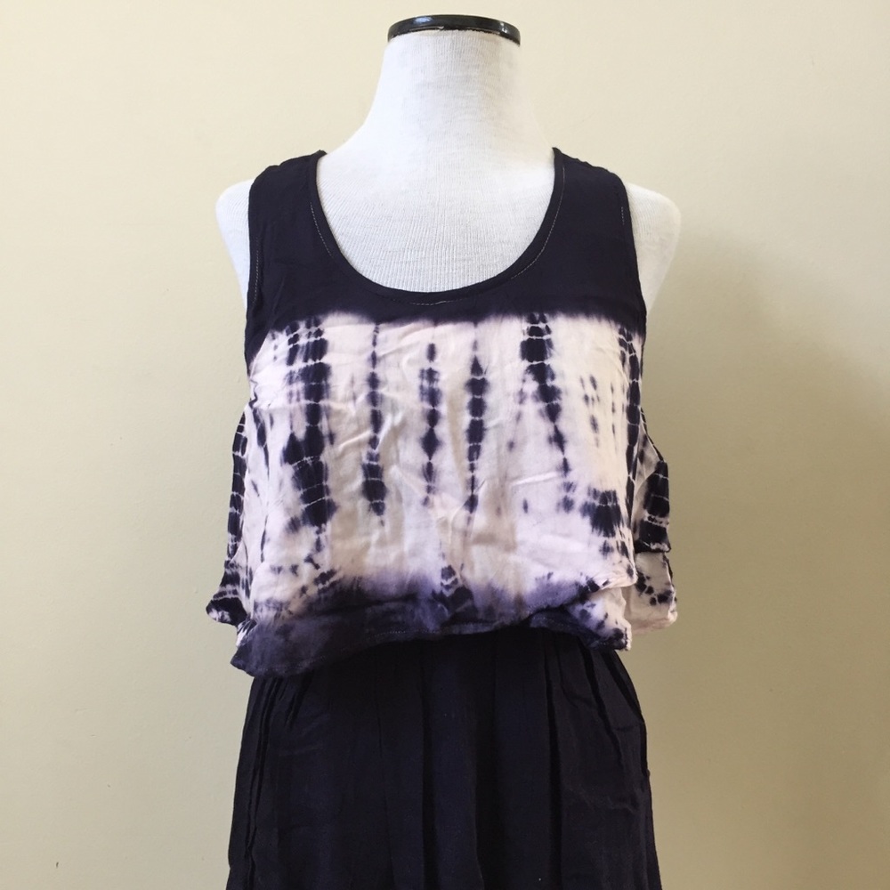 Navy Tie Dye Top Tier Dress